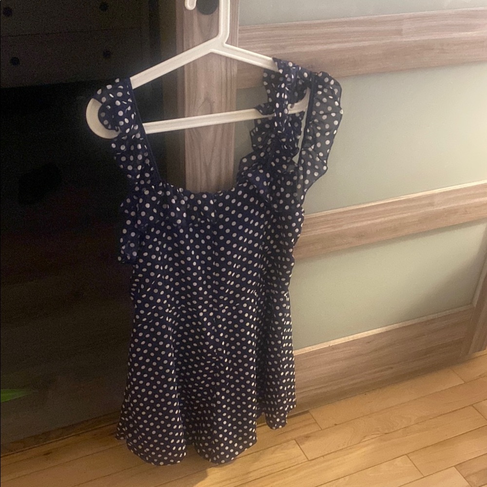 Boohoo Blue Ruffled Blouse Dress